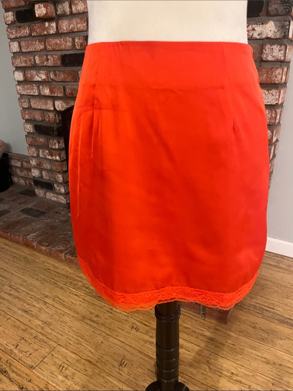 White Fox Boutique Orange Mini Skirt with Lace Hem